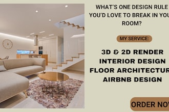 do 2d and 3d airbnb interior design architecture floor plan