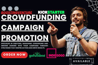 professionally promote indiegogo, kickstarter, gofundme crowdfunding campaign