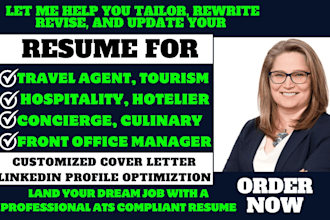 write a resume for travel agent, entry level, internship, hospitality, graduate