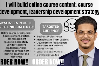 build online course content, course development, leadership development strategy
