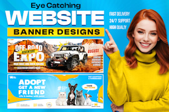 design premium website banner, shopify banner, hero image, and banner ads