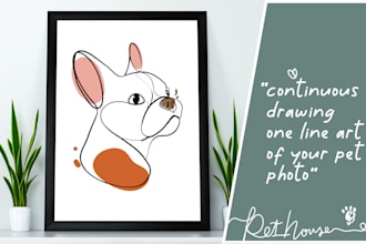 draw stunning continuous one line art of your pet portrait