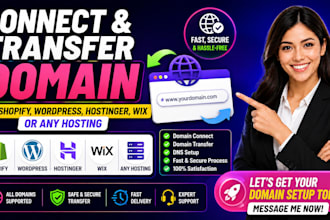 connect and transfer domain to shopify wordpress hostinger wix or  any hosting