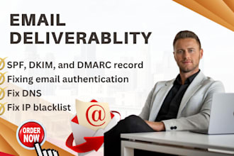 setup mx, dmarc, dkim, spf, dns records, smtp to improve email deliverability