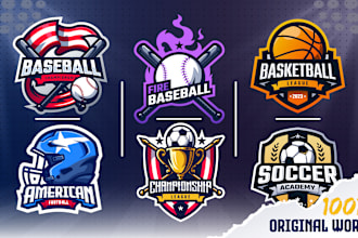 design sports logo for team, league, tournament, and competition