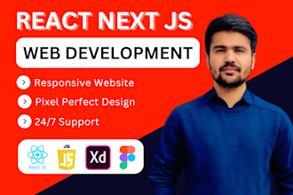 front end web developer in html css react next js, website design, figma to html