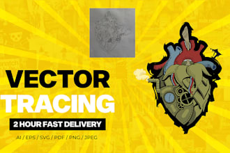 do manually vector tracing or redraw from sketch, drawing in adobe illustrator