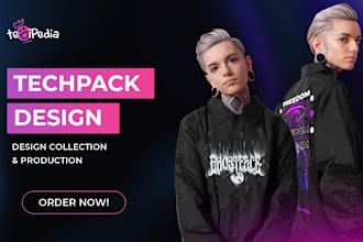 create clothing techpack design for your manufacturing