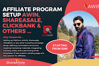setup your affiliate program on awin, shareasale, clickbank