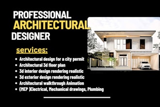 do custom architectural 3d 2d house plans, mep and construction drawings