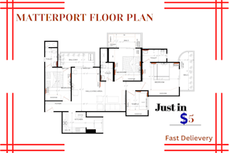 create 2d floor plan from matterport or sketch, custom design
