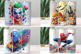 professional tumbler wrap design with stunning 2d and 3d illustrations