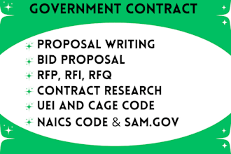 prepare winning bid proposal, research, and response to rfp, government contract
