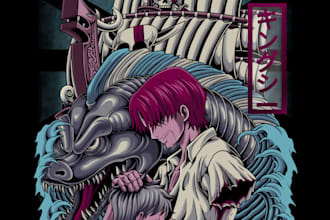 design illustration character anime for tshirt and clothing