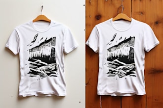 make a linocut t shirt design for brands