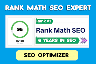 set up rank math SEO plugin with 95 on page score