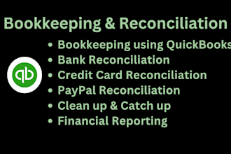 do bookkeeping, reconciliation and clean up using quickbooks
