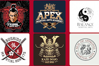 make logo for jiu jitsu, karate, martial arts, ninja, kickboxing, mauythai, gym