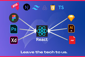 convert figma designs to responsive react websites with typescript, tailwind