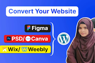 convert clone or transfer wix, canva, psd, weebly, figma to wordpress website