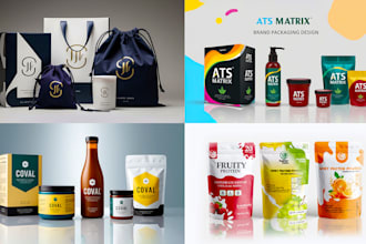 do product packaging design, pouch design, box design, and bag design