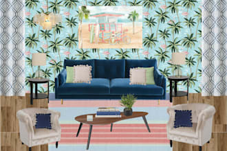 interior design a mood board for short term rental or home w shopping list links