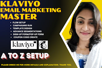 setup klaviyo email marketing flows, design email templates and  popups