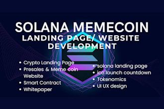 build solana memecoin landing page, crypto ico website design, meme coin token