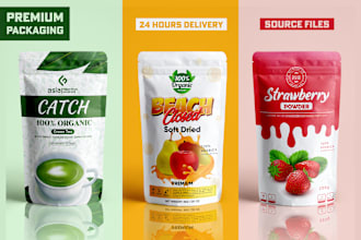 do 3d pouch, food packet and label design