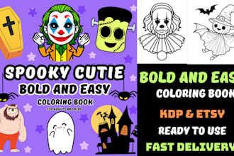 make 100 bold and easy coloring book for adults and kids kdp, etsy with cover