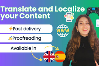 translate your web, app, game or docs english or spanish