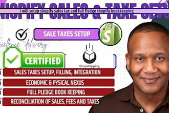 setup shopify sales tax and full fledge shopify bookkeeping