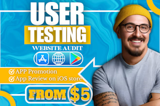 do UX audit review of your website or app, user testing and user experience