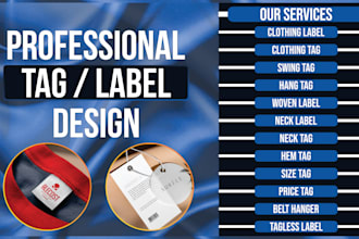 design professional clothing labels, hang tags in 2 hr