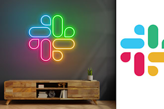 design logo in neon sign mockup with print file