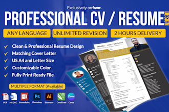 design and rewrite professional ats resume, CV, and cover letter in 2hr
