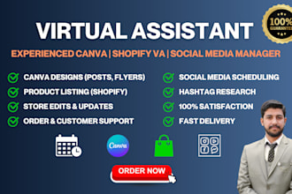 experienced canva, shopify virtual assistant, social media manager