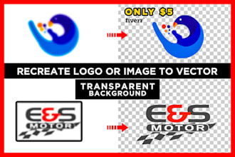 recreate logo, vectorize image, or make transparent png