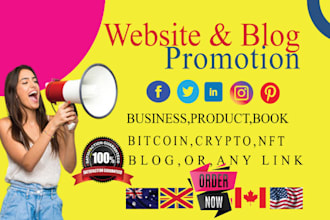 advertise and promote website business amazon product book crypto music link