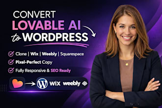 migrate your lovable ai, hostinger ai or durable website to wordpress, wix