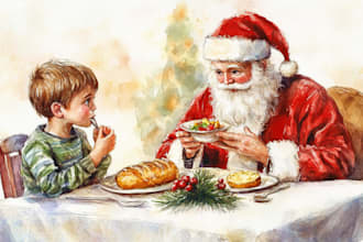do christmas illustrations for children book, picture book,storybook, hand drawn