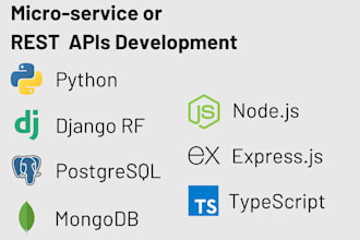 develop microservice, rest apis in django, flask, fastapi or nodejs
