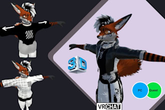 model a custom vrchat avatar 3d vrchat avatar furry fursona anime rigged model