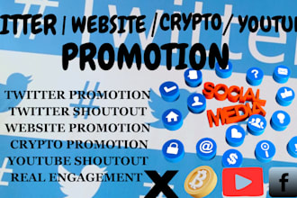 do twitter shoutout promote, share link to 40m, USA,UK,crypto, yt,fb,ig, website
