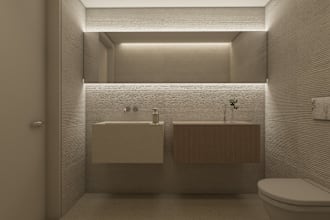 design bathroom with realistic render