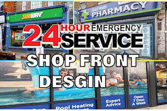design modern shop front window graphic design signboards,