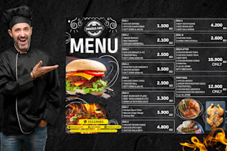 do professional restaurant menu design for bars, cafes, pubs, clubs, and food