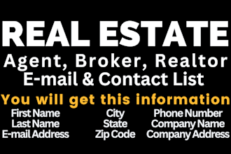 provide real estate agent, and broker email list