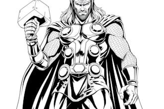 draw black and white comic superhero character