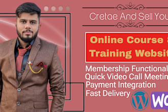 develop  course selling, membership, and training website
